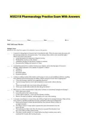 NSG318 Pharmacology Practice Exam With Answers (46 Solved Questions)