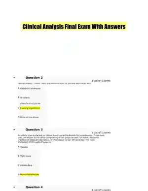 Clinical Analysis Final Exam With Answers (143 Solved Questions)