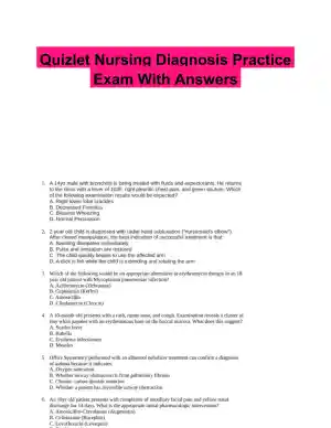 Quizlet Nursing Diagnosis Practice Exam With Answers (85 Solved Questions)