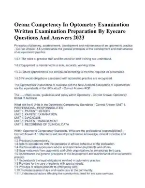 2023 OCANZ Healthcare Assessment Optometry Exam With Answers (7 Solved Questions)
