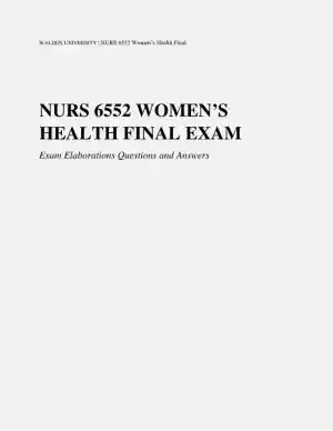 NURS6552 Prenatal Health Final Exam With Answers (100 Solved Questions)