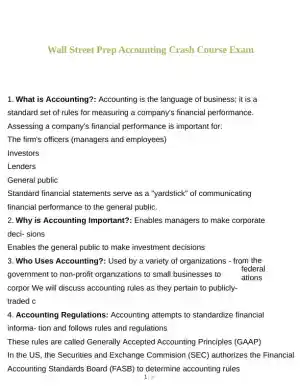 2023 Wall Street Accounts Course Exam With Answers (222 Solved Questions)