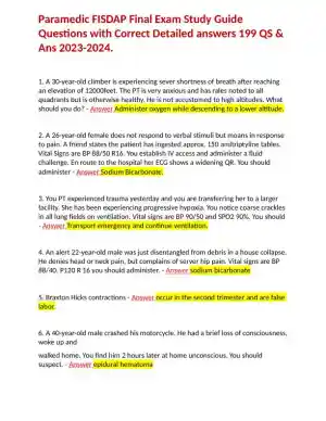 2023-2024 FISDAP Medical Surgical Nursing Final Exam With Answers (200 Solved Questions)