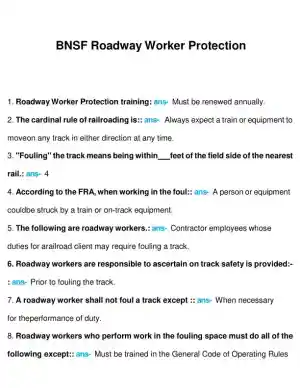 BNSF Worker Protection Practice Exam With Answers (25 Solved Questions)
