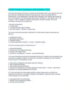 2022 AANP Nursing Diagnosis Practice Exam With Answers (75 Solved Questions)
