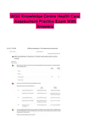 WGU Knowledge Centre Health Care Assessment Practice Exam With Answers (42 Solved Questions)