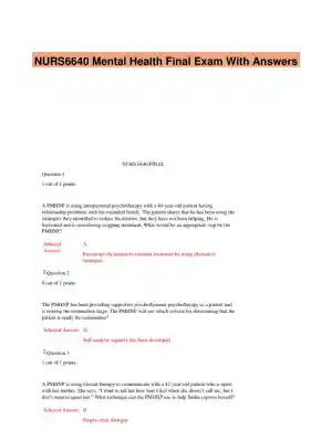 NURS6640 Mental Health Final Exam With Answers (75 Solved Questions)