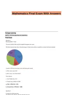 Mathematics Final Exam With Answers (10 Solved Questions)