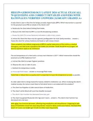 2024 HESI PN Gerontology Actual Exam With Answers (73 Solved Questions)