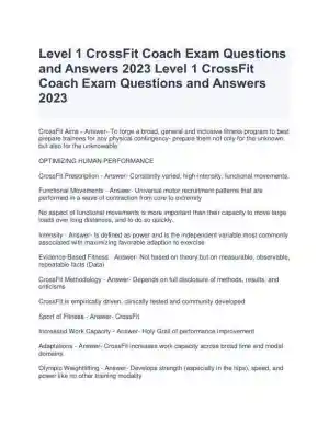 2023 Nutrition Crossfit Coach Exam With Answers (122 Solved Questions)