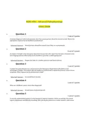 NURS6501 Advanced Pathophysiology Final Exam With Answers (101 Solved Questions)