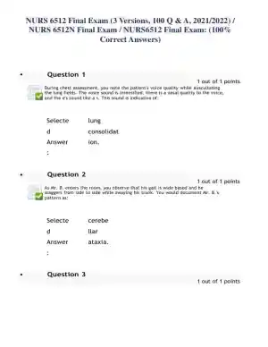 2021-2022 NURS6512 Nursing Diagnosis Final Exam With Answers (100 Solved Questions)