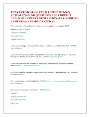 2023-2024 Pharmacology Tips Certification Exam With Answers (152 Solved Questions)