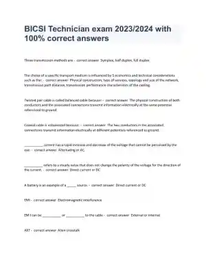 2023-2024 BICSI Others Technician Exam With Answers (182 Solved Questions)