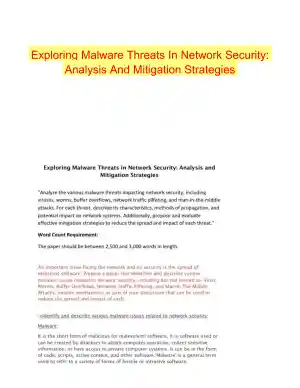 Exploring Malware Threats In Network Security: Analysis And Mitigation Strategies