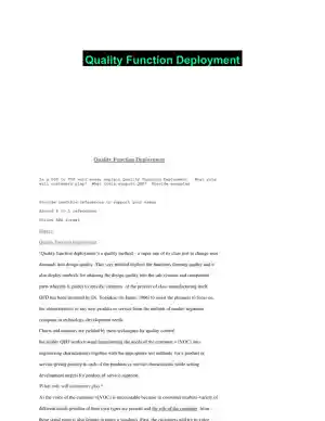 Quality Function Deployment