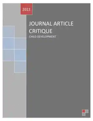 JOURNAL ARTICLE CRITIQUE � CHILD DEVELOPMENT 2013