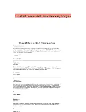 Dividend Policies And Stock Financing Analysis