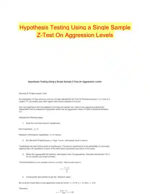 Hypothesis Testing Using a Single Sample Z-Test On Aggression Levels