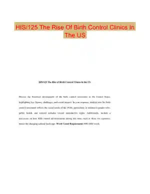 HIS/125 The Rise Of Birth Control Clinics In The US