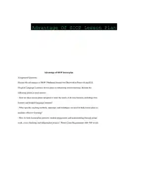 Advantage Of SIOP Lesson Plan