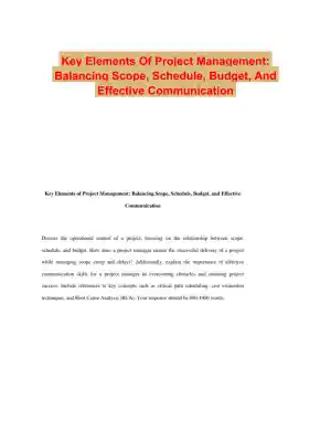 Key Elements Of Project Management: Balancing Scope, Schedule, Budget, And Effective Communication