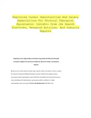 Exploring Career Opportunities And Salary Expectations For Physical Therapist Assistants: Insights From Job Search Platforms, Research Articles, And Industry Reports
