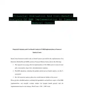 Financial Evaluation And Cost-Benefit Analysis Of EMR Implementation At Somerset Medical Center