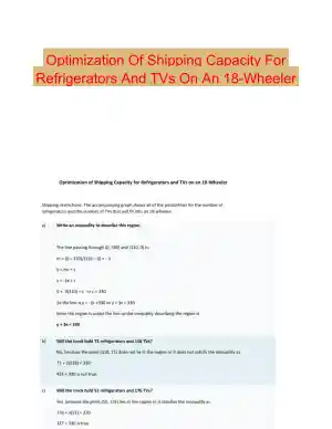 Optimization Of Shipping Capacity For Refrigerators And TVs On An 18-Wheeler