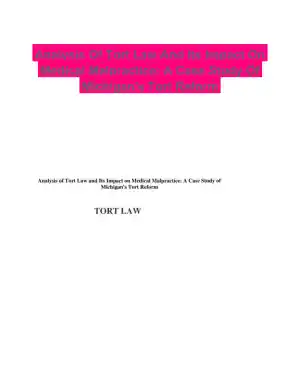Analysis Of Tort Law And Its Impact On Medical Malpractice: A Case Study Of Michigan's Tort Reform