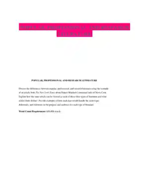 POPULAR, PROFESSIONAL AND RESEARCH LITERATURE