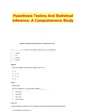 Hypothesis Testing And Statistical Inference: A Comprehensive Study