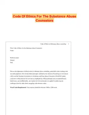 Code Of Ethics For The Substance Abuse Counselors
