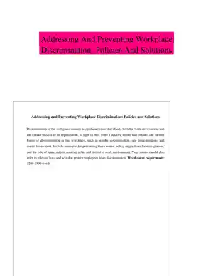 Addressing And Preventing Workplace Discrimination: Policies And Solutions