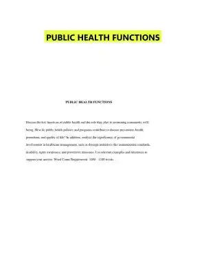PUBLIC HEALTH FUNCTIONS