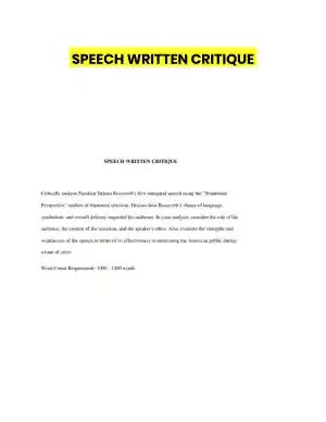 SPEECH WRITTEN CRITIQUE
