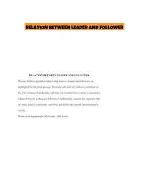 RELATION BETWEEN LEADER AND FOLLOWER