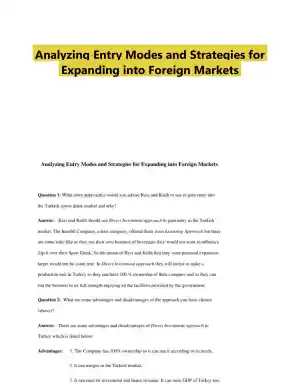Analyzing Entry Modes and Strategies for Expanding into Foreign Markets