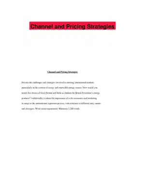 Channel and Pricing Strategies