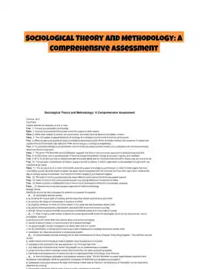 Sociological Theory and Methodology: A Comprehensive Assessment