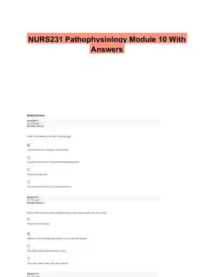 NURS231 Pathophysiology Module 10 With Answers (25 Solved Questions)