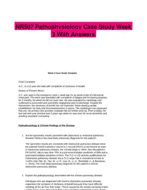 NR507 Pathophysiology Case Study Week 3 With Answers (8 Solved Questions)