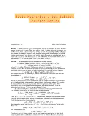 Fluid Mechanics , 6th Edition Solution Manual