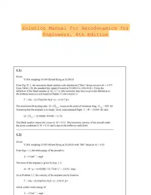 Solution Manual for Aerodynamics for Engineers, 6th Edition