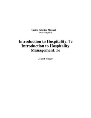Solution Manual for Introduction to Hospitality, 7th Edition