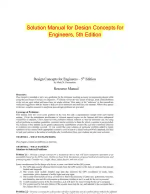 Solution Manual for Design Concepts for Engineers, 5th Edition