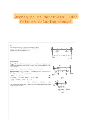Mechanics of Materials, 10th Edition Solution Manual