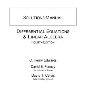 Solution Manual for Differential Equations and Linear Algebra, 4th Edition