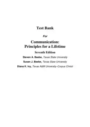 Test Bank for Communication: Principles for a Lifetime, 7th Edition