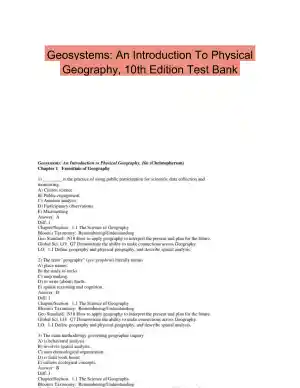 Geosystems: An Introduction To Physical Geography, 10th Edition Test Bank